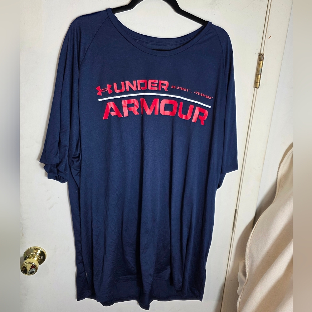 Under Armour Men's T-Shirt Navy Blue With Red 4XL